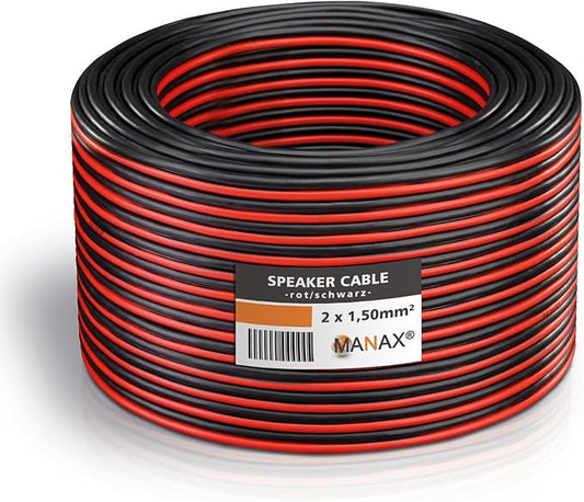 MANAX Speaker Cable 2 x 1.5 mm2 Red/Black 20 m Ring
